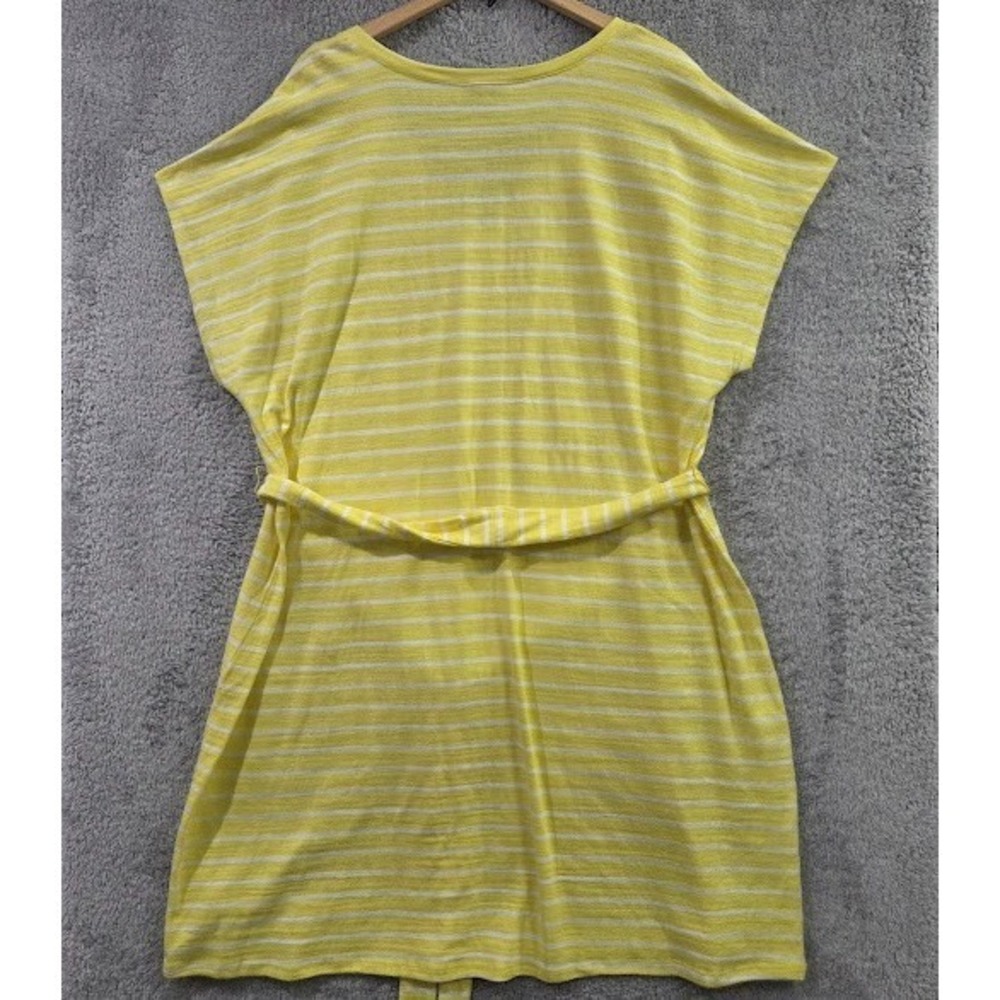 Lane Bryant Dress 26/28 Yellow White Stripe V-Neck Belted T-Shirt Dress Plus NWT - Picture 10 of 11